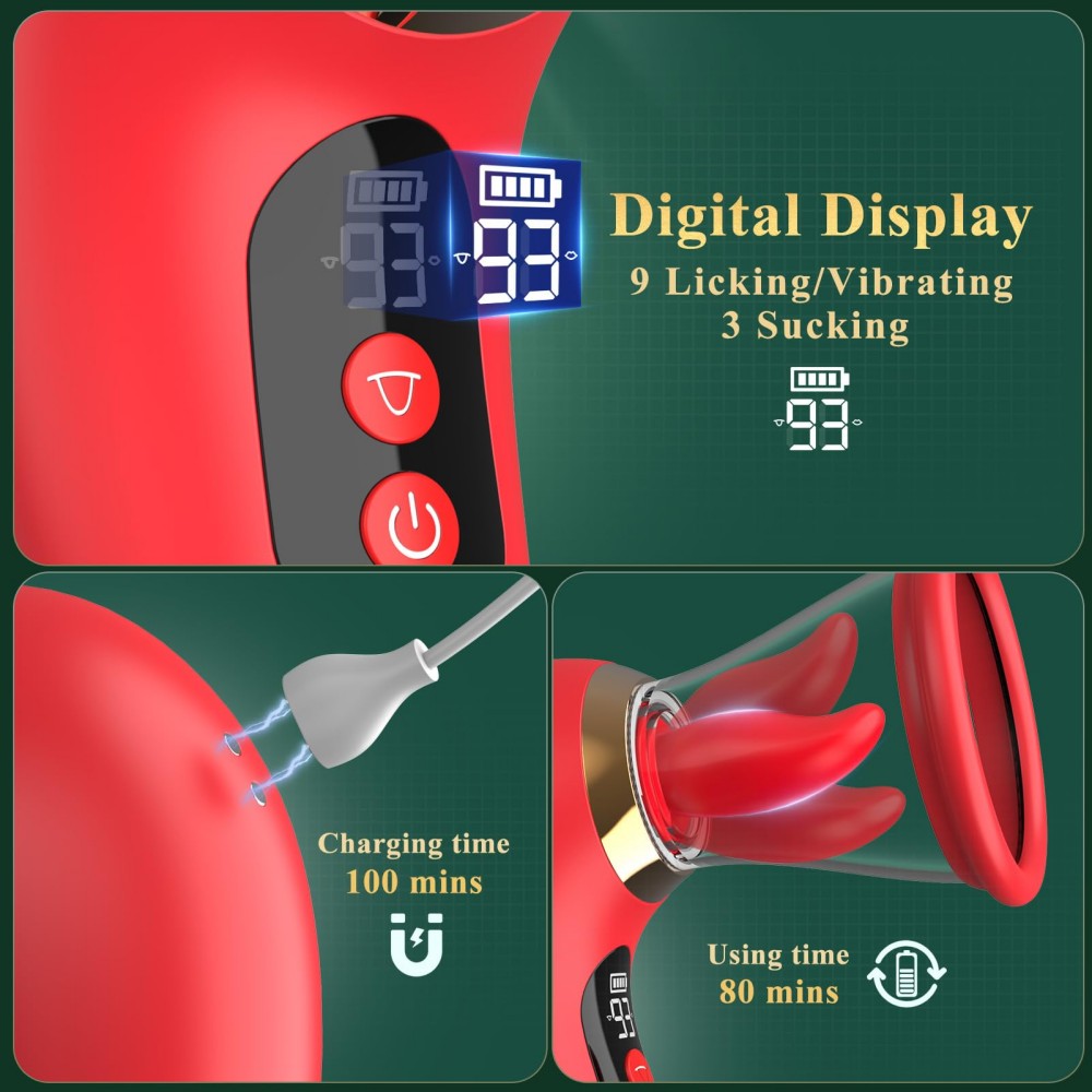 3 Sucking 9 Tongue Licking & Vibrating Adult Toys LCD Display Removable Cup Clitoral G Spot Vibrators