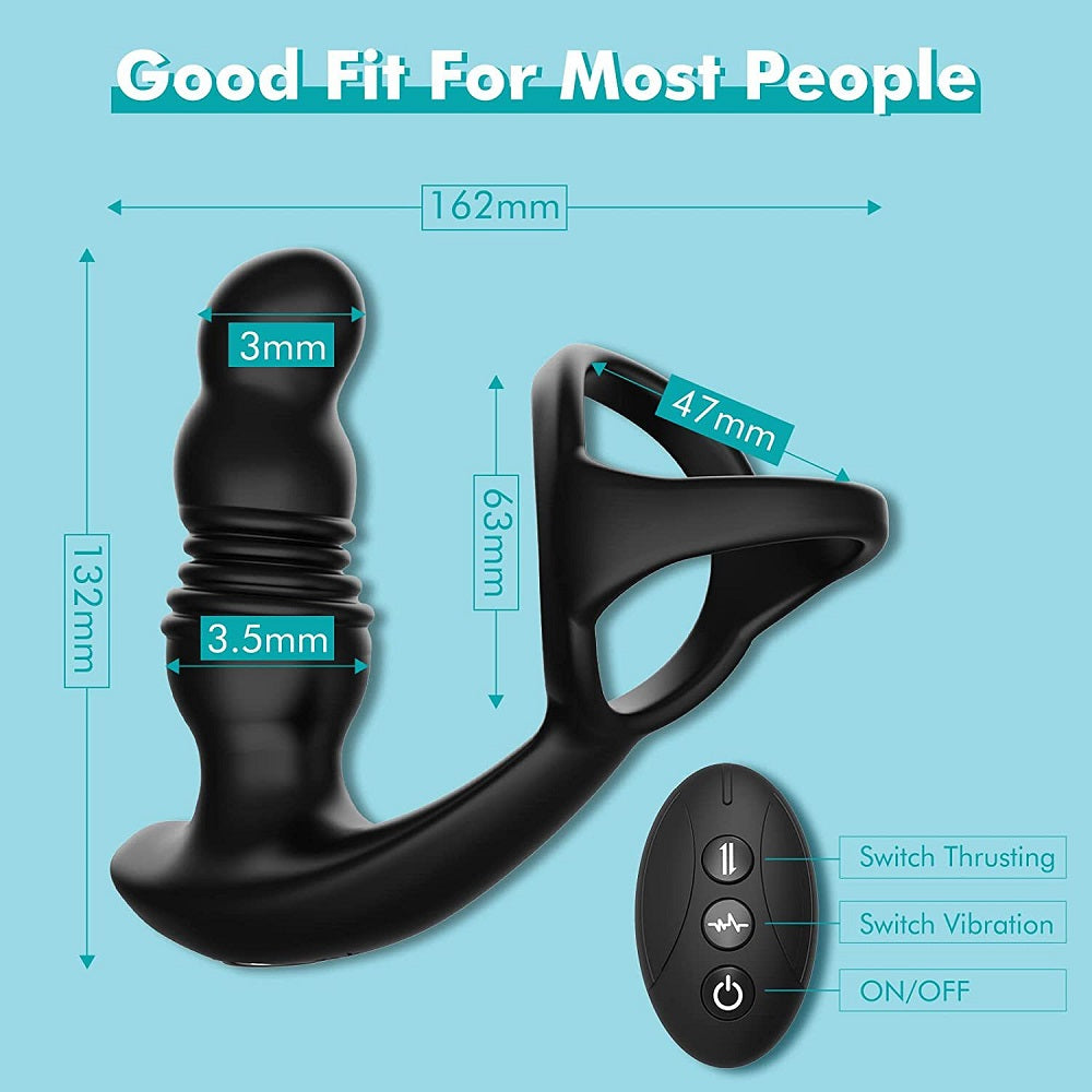 3 Thrusting 7 Vibrating Double-ring  Prostate Massager Anal Toys Remote Control
