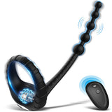 3 in 1 Silicone Penis Ring with 10 Vibration Remote Control Male Penis & Anal Prostate Vibrator Anal Toys for Men Gay Play