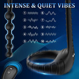 3 in 1 Silicone Penis Ring with 10 Vibration Remote Control Male Penis & Anal Prostate Vibrator Anal Toys for Men Gay Play