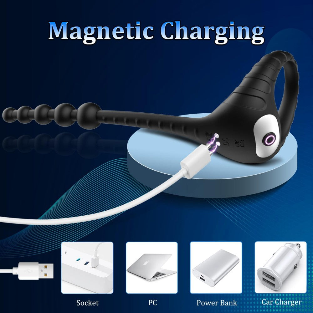 3 in 1 Silicone Penis Ring with 10 Vibration Remote Control Male Penis & Anal Prostate Vibrator Anal Toys for Men Gay Play