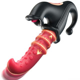 4-in-1 G-Spot 10 Sliding Ring Thrusting with Vibrating, Thrusting & Licking Modes Rabbit Vibrator