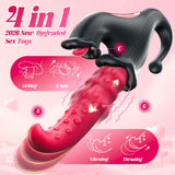 4-in-1 G-Spot 10 Sliding Ring Thrusting with Vibrating, Thrusting & Licking Modes Rabbit Vibrator