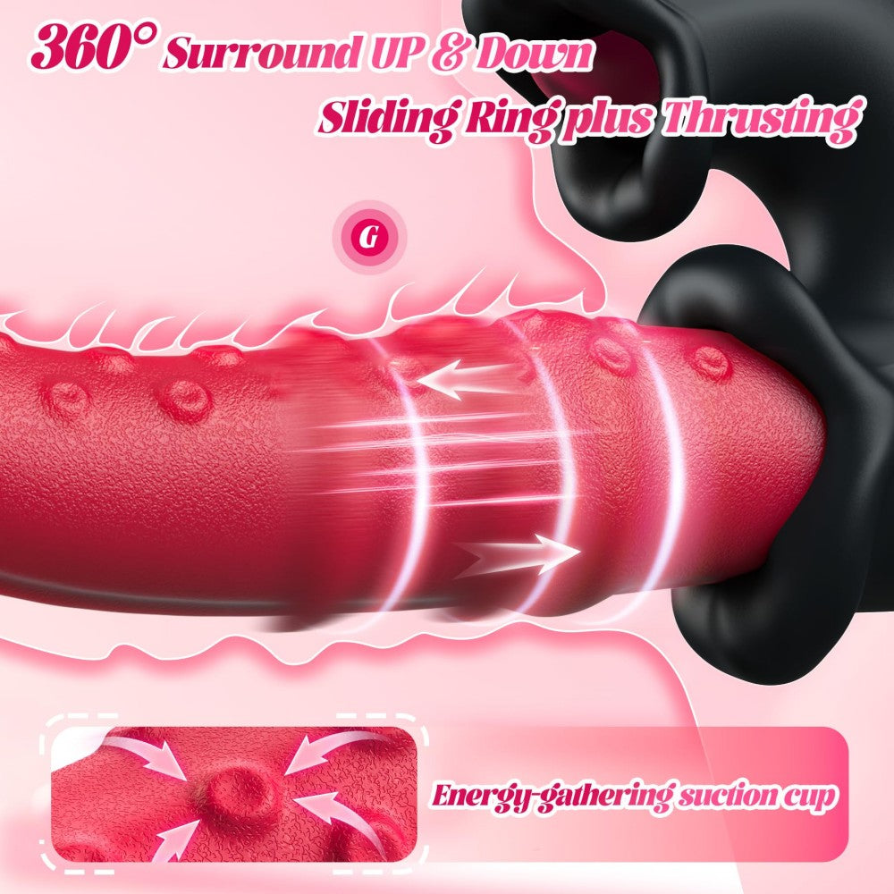 4-in-1 G-Spot 10 Sliding Ring Thrusting with Vibrating, Thrusting & Licking Modes Rabbit Vibrator