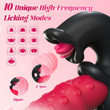 4-in-1 G-Spot 10 Sliding Ring Thrusting with Vibrating, Thrusting & Licking Modes Rabbit Vibrator