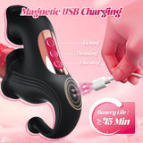 4-in-1 G-Spot 10 Sliding Ring Thrusting with Vibrating, Thrusting & Licking Modes Rabbit Vibrator