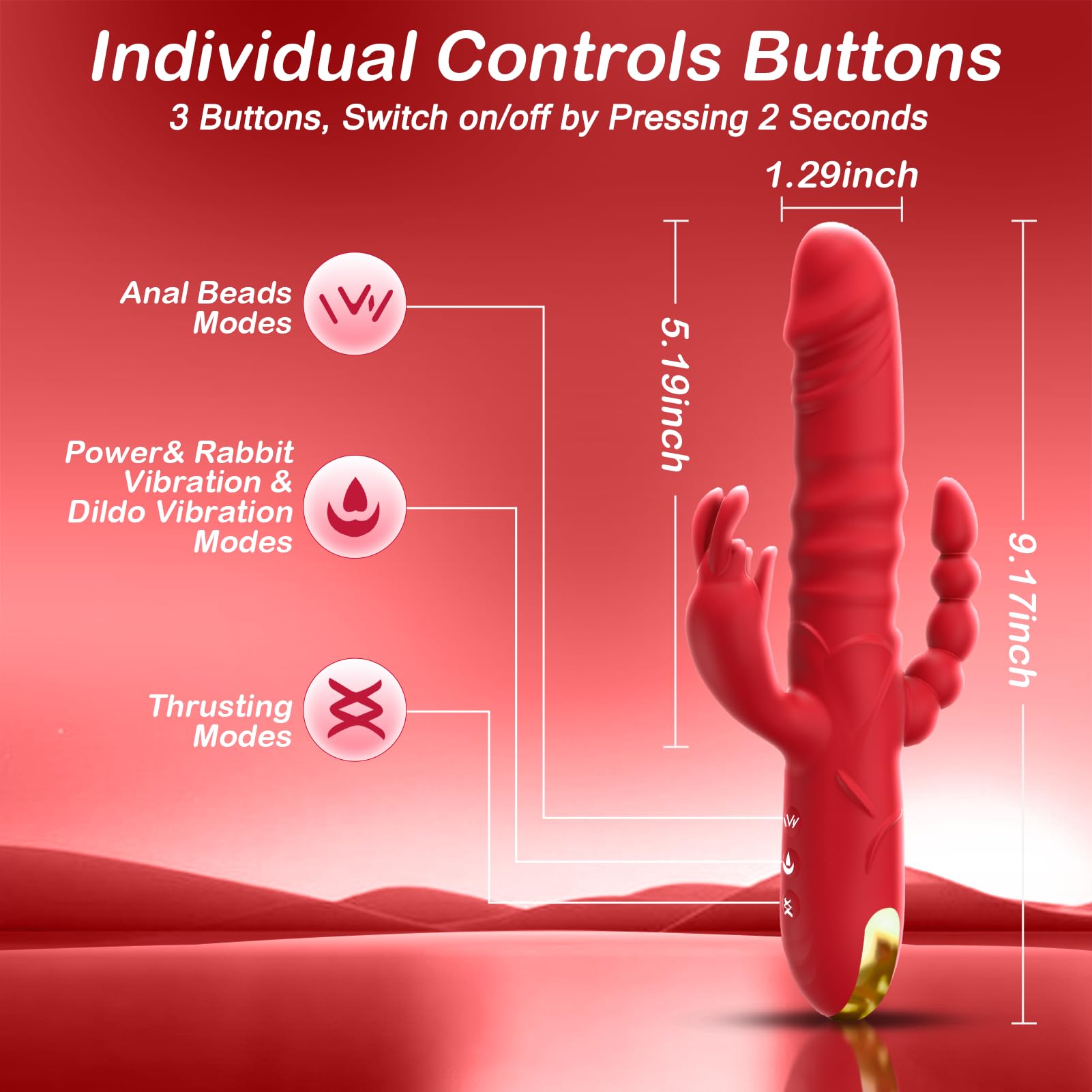 4 IN 1 10 Vibrating Modes Thrusting Dildo Vibrator Sex Toys Dildos Anal G Spot Rabbit Vibrator