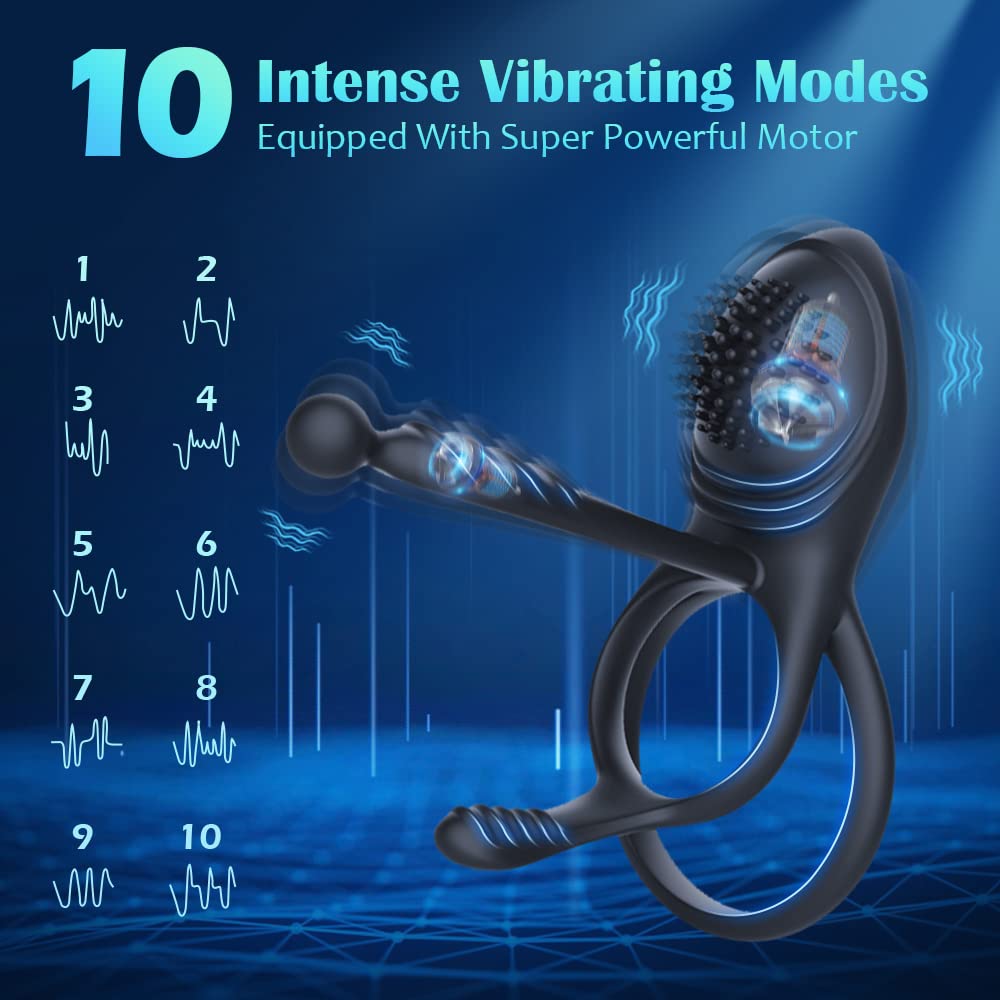 4 IN 1 Couple Shake 10 Frequency Vibration Cock Ring Remote Controlling