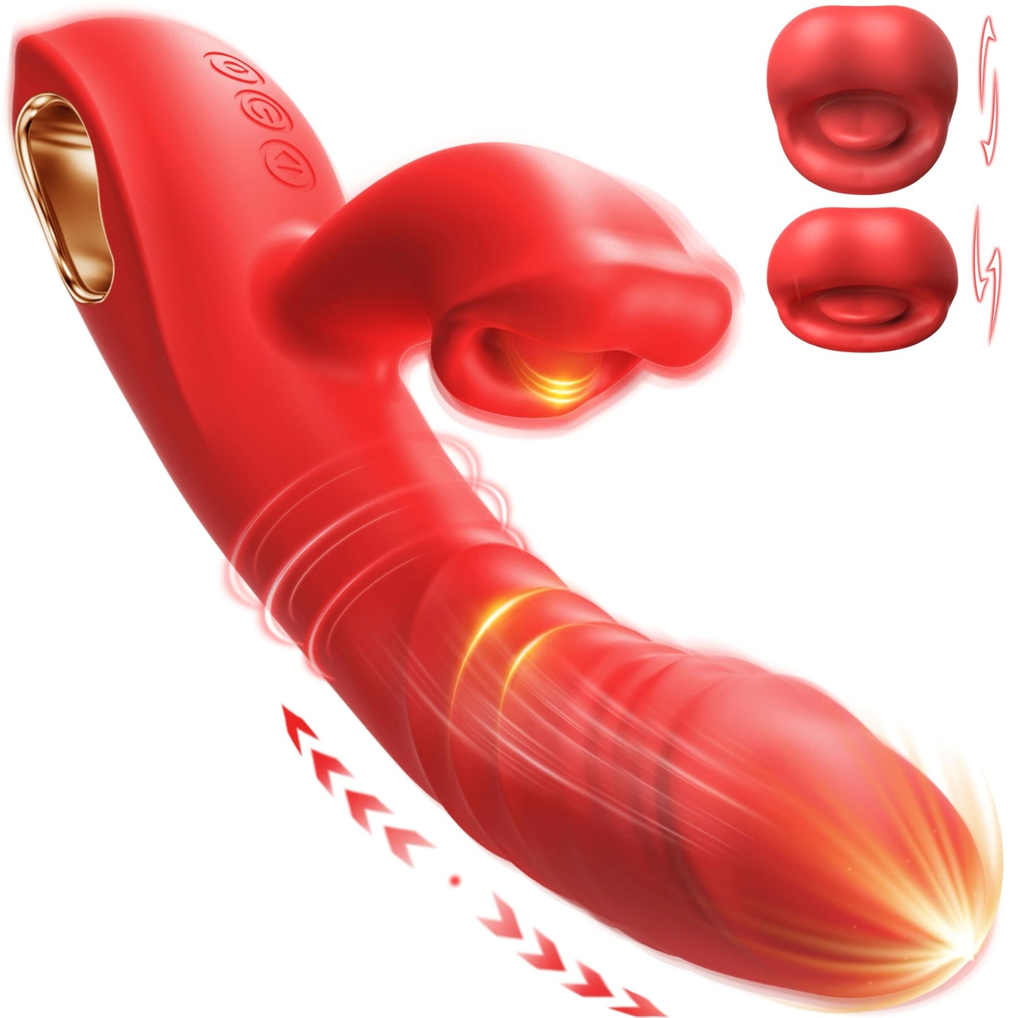 4 IN 1 G Spot Vibrators Tongue Clitoral Stimulator Rose Sex Toy Dildos with 10 Vibrating 5 Thrusting & Licking Biting Modes