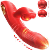 4 IN 1 G Spot Vibrators Tongue Clitoral Stimulator Rose Sex Toy Dildos with 10 Vibrating 5 Thrusting & Licking Biting Modes