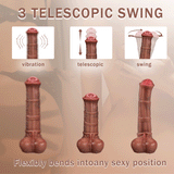 3 Telescopic Swing 10 Vibrating Heating Horsewhip Monster Dildo 8.66 Inch