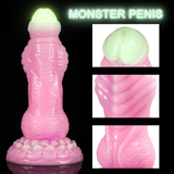 Fluoreszierender Silikon-Monsterdildo, gemischter Analplug mit starkem Saugnapf 