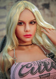 55.1IN 57.3LB Sex Doll Black Eyes With Long Blonde Curly Hair Masturbator - propinkup