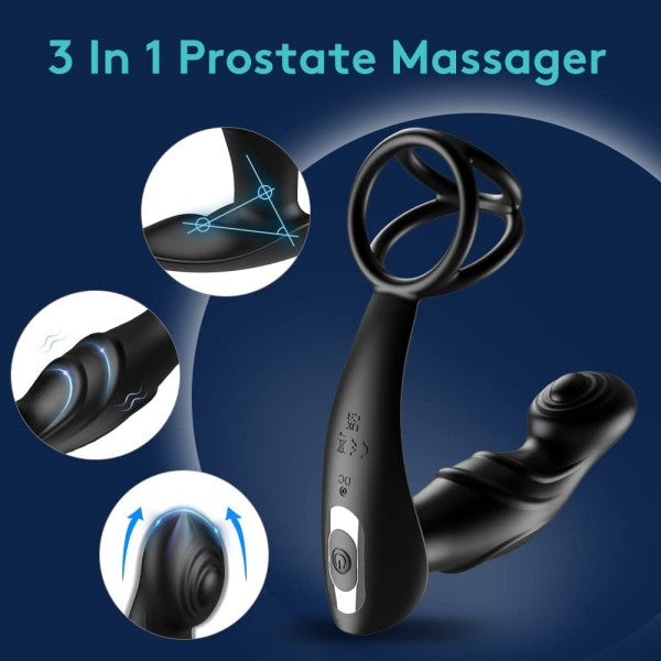 Male Prostate Massager APP Control Anal vibrator with Penis Ring 9 Vibration and Tapping Butt Plug Adult Toys