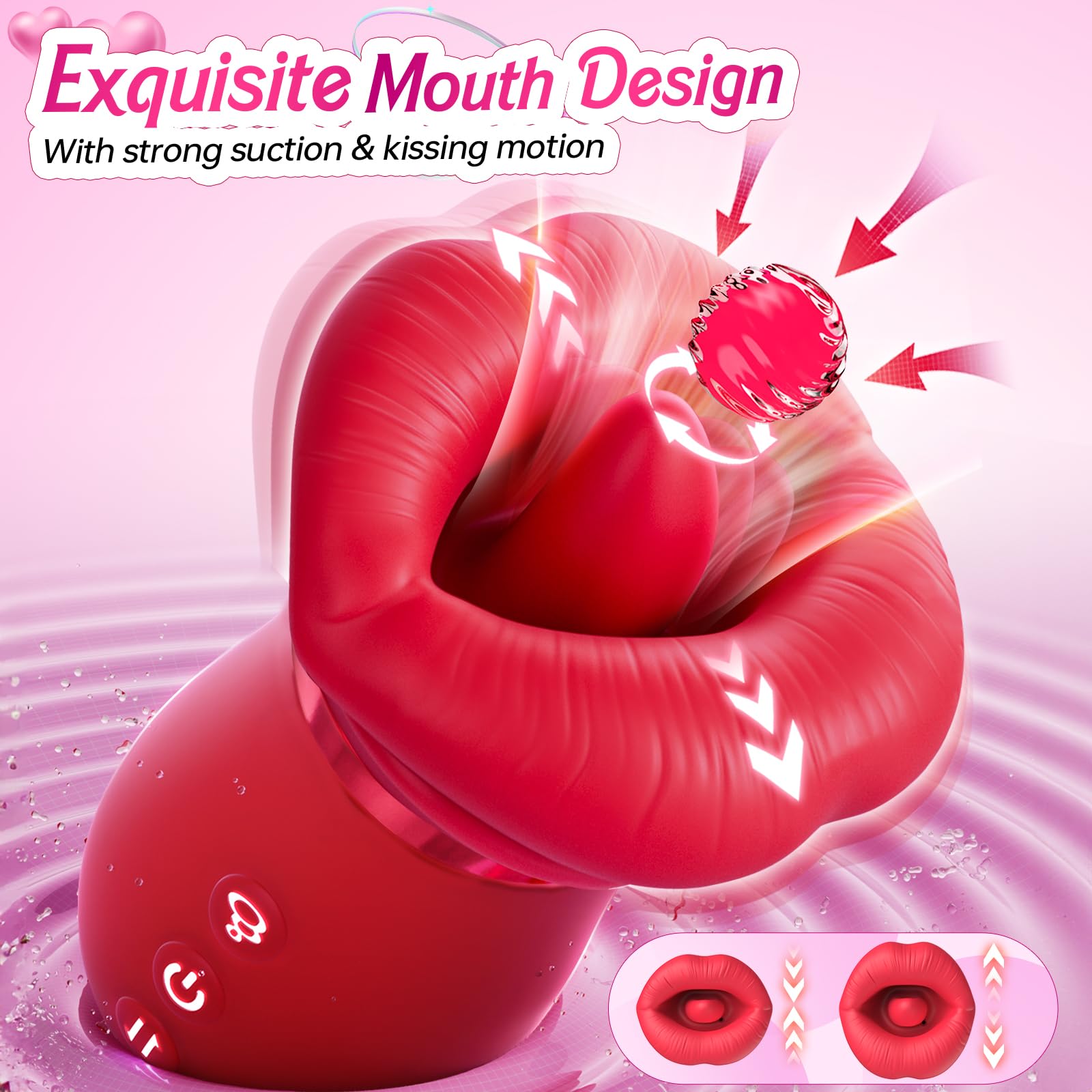 5 IN 1 Mouth Sucking Vibrator Rose Sex Toy 10 Tongue Licking 3 Auto & 1 Manual Sucking Adult Toys