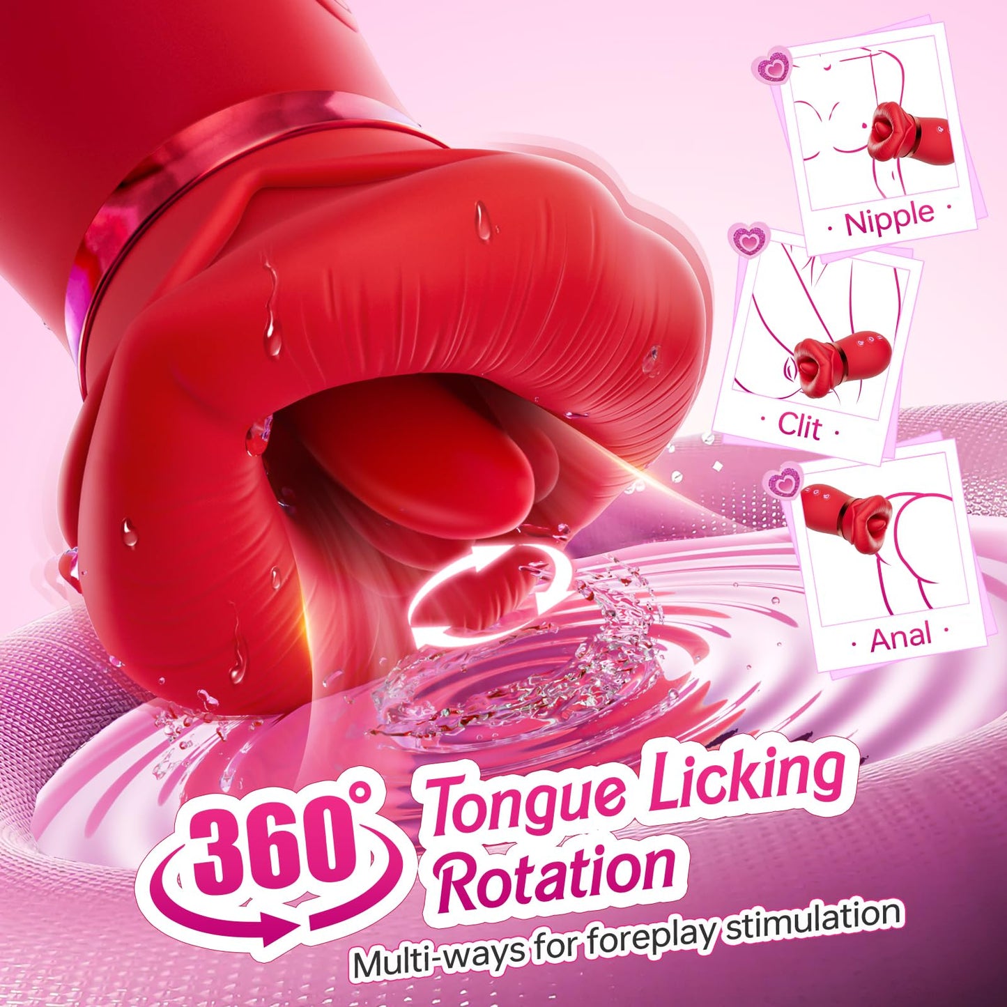 5 IN 1 Mouth Sucking Vibrator Rose Sex Toy 10 Tongue Licking 3 Auto & 1 Manual Sucking Adult Toys