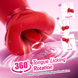 5 IN 1 Mouth Sucking Vibrator Rose Sex Toy 10 Tongue Licking 3 Auto & 1 Manual Sucking Adult Toys