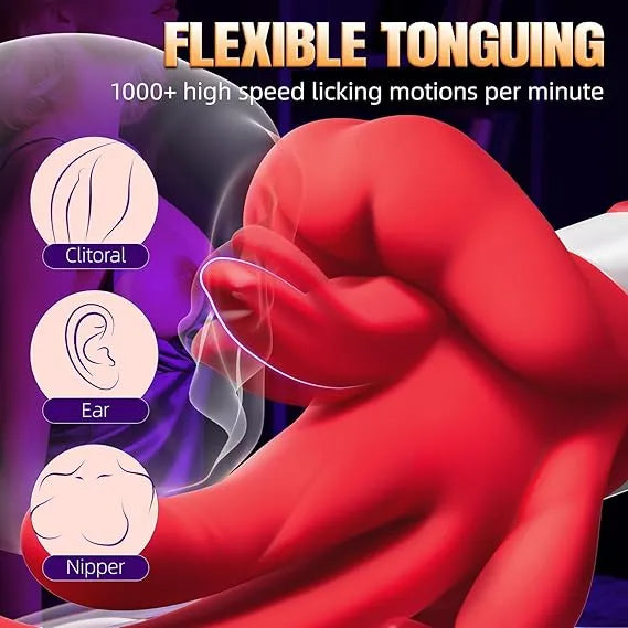 5 Rhythmic Swings and 10 Tongue Vibrator Heating Mode 5 in 1 Rose Sex Toy
