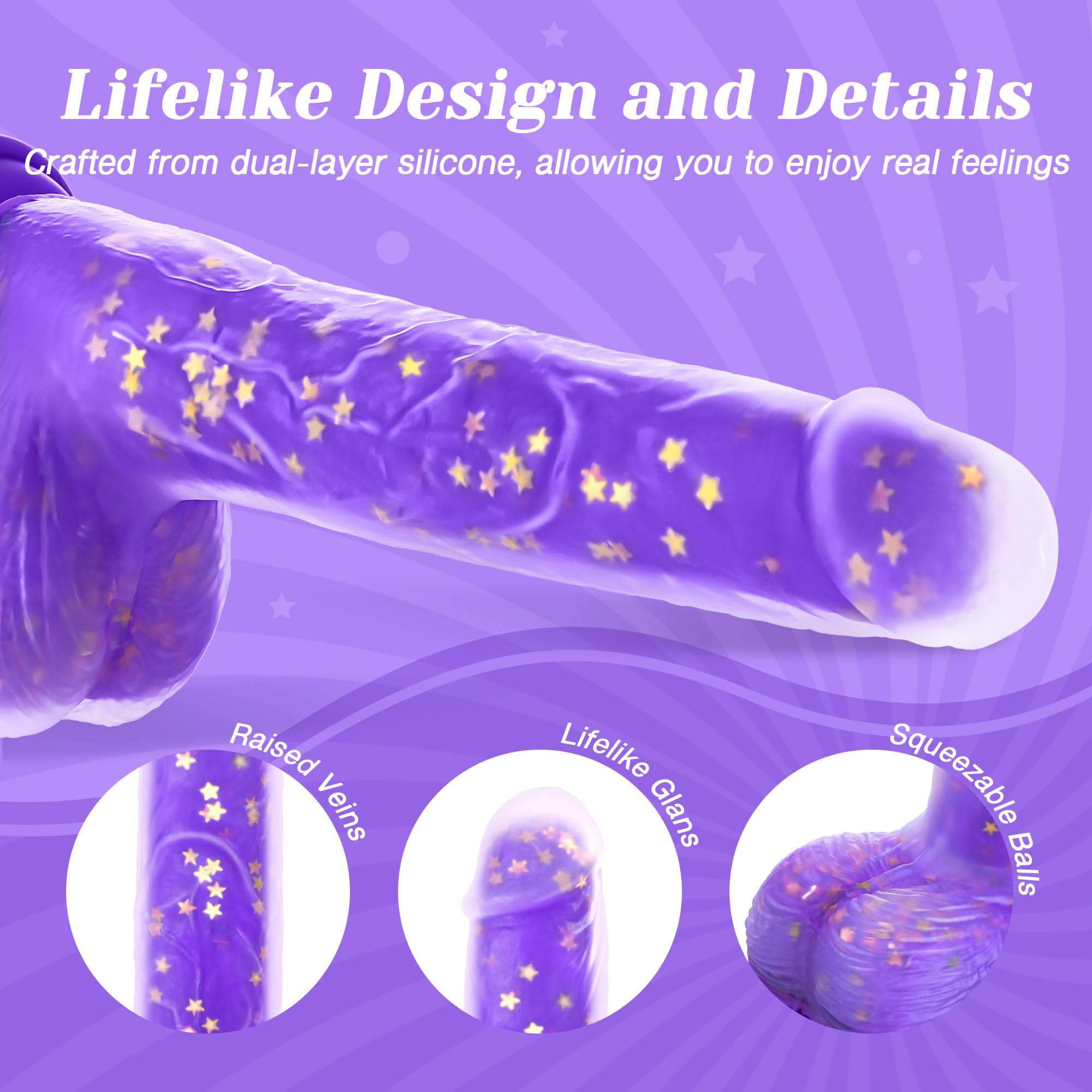 5 Thrusting Swinging & 7 Vibration Modes 9.25" Realistic G-Spot Stimulator Heating Dildo Vibrator