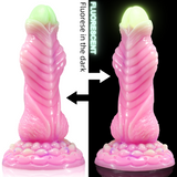 Consolador monstruo de silicona fluorescente, tapón anal de colores mezclados con ventosa fuerte 