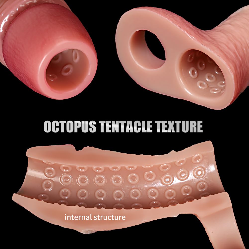 6.7'' Girth Thick Realistic Penis Sleeve Cock Sleeve With Cock Ring Silicone Penis Extender