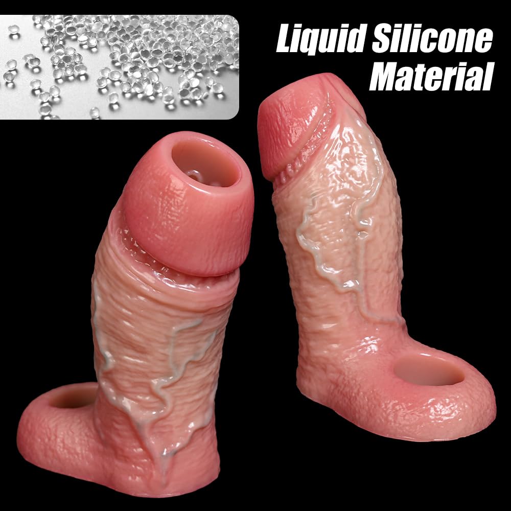 6.7'' Girth Thick Realistic Penis Sleeve Cock Sleeve With Cock Ring Silicone Penis Extender