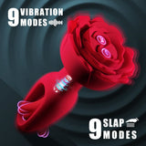 Juguetes anales Rose Butt Plug con 9 modos de vibración y aleteo Vibrador de control remoto 