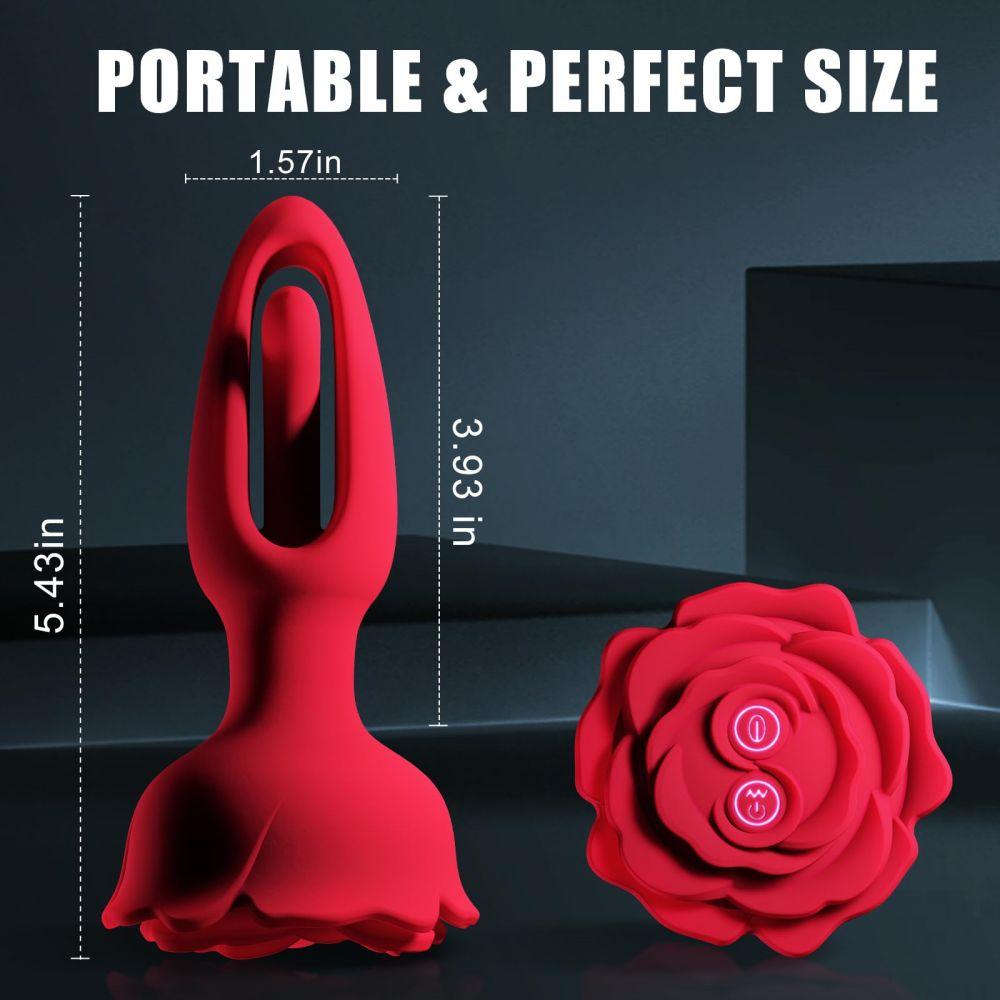 Rose Butt Plug Anal Toys with 9 Vibration & Flapping Modes Remote Control Vibrator