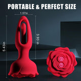 Juguetes anales Rose Butt Plug con 9 modos de vibración y aleteo Vibrador de control remoto 