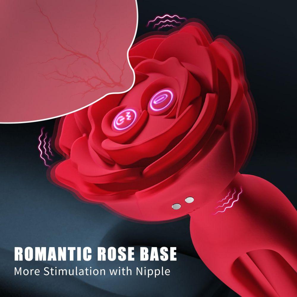 Rose Butt Plug Anal Toys with 9 Vibration & Flapping Modes Remote Control Vibrator