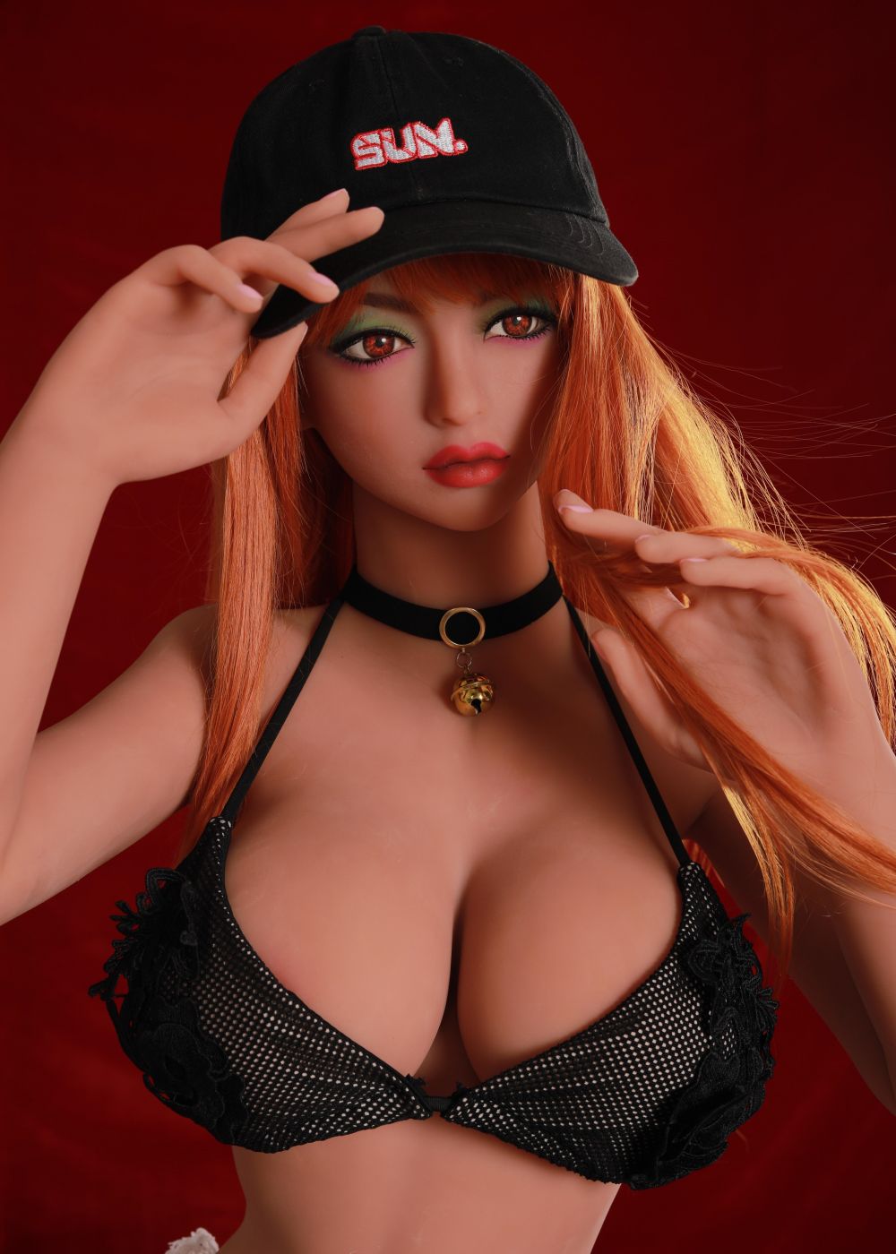 62.2IN 66.1LB Sex Doll Light Brown Skin Brown Red Eyes With Original Hair Long Golden Hair