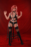 62.2IN 66.1LB Sex Doll Light Brown Skin Brown Red Eyes With Original Pink Hair Long Golden Hair