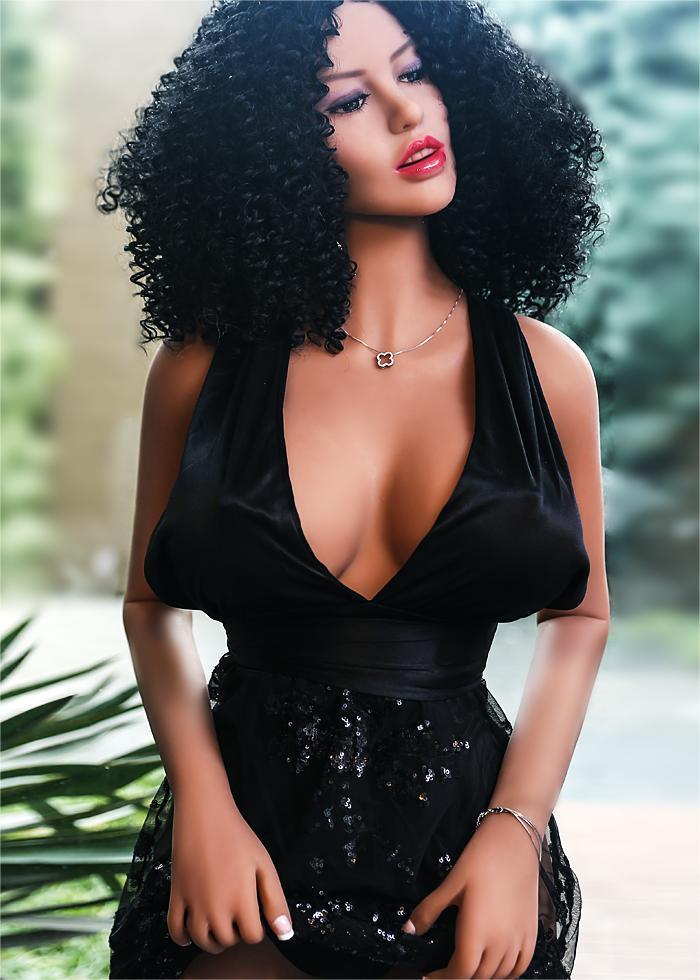 62.2IN 72.8LB Sex Doll With Black Curly Hair Light Brown Nipples Masturbator - propinkup
