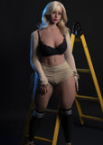 63IN 99.2LB Sex Doll Green Eyes Light Brown Skin With Long White Hair Skin Male Masturbator