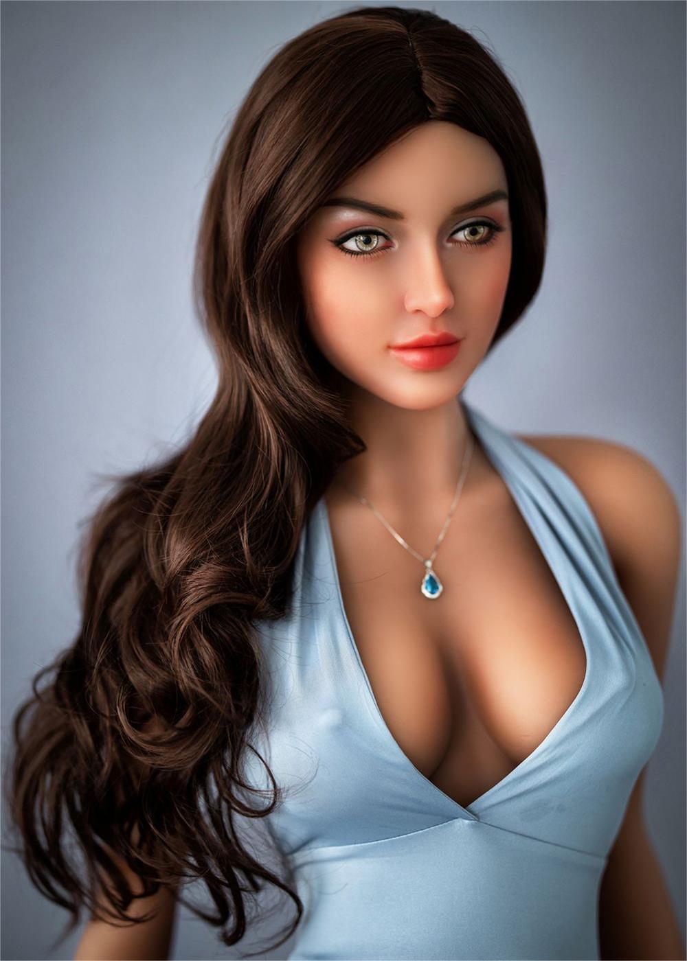 65.4IN 72.8LB Sexy Secretary Doll Wheat-colored Skin Curly Brown Hair Charming Toy