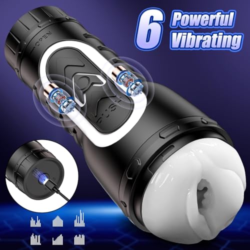 6 Vibration Modes Squeezable Split Detachable Design Sex Machine Stroker Male Masturbation Sex Toy