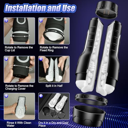 6 Vibration Modes Squeezable Split Detachable Design Sex Machine Stroker Male Masturbation Sex Toy