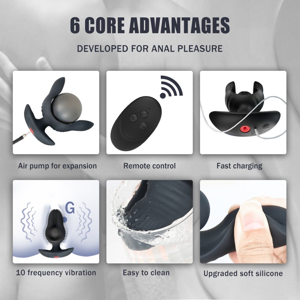 Expand aufblasbarer Analplug, 10 Vibrationsmodi, G-Punkt-Stimulator, Prostata-Massagegerät 