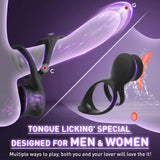 7-Mode Vibration Stimulating Tongue Double Cock Ring for Couple Play
