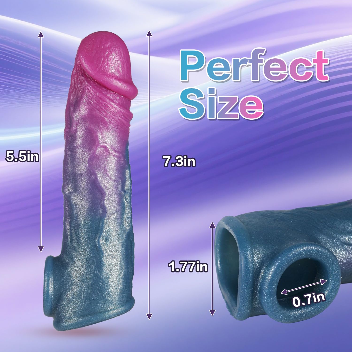 7.8" Silicone Cock Sleeve with Ring Reusable Penis Enlarger for Girth & Length Enhancement, Realistic Soft Sleeve for Couples (Copy)
