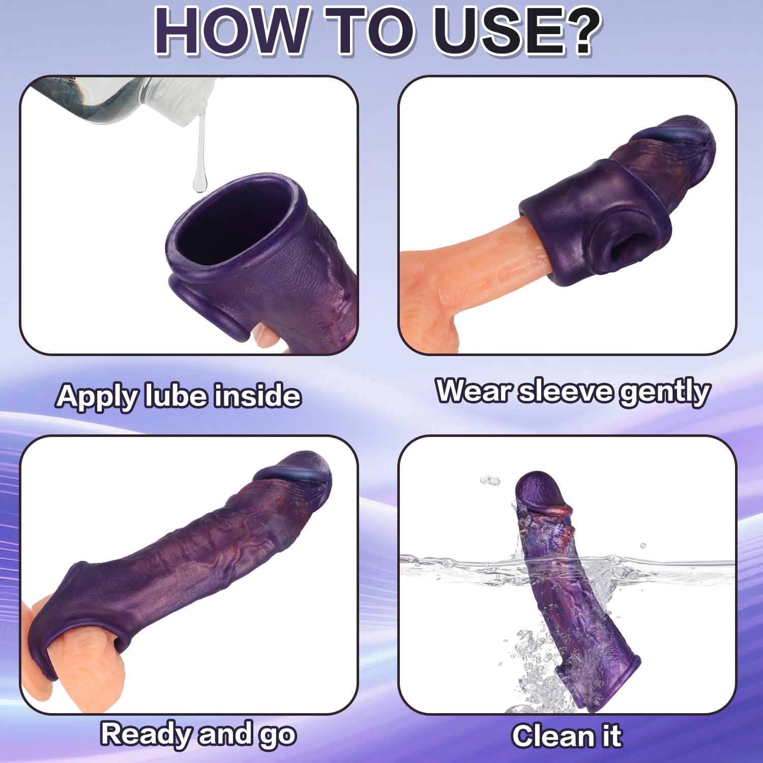 7.8" Silicone Cock Sleeve with Ring Reusable Penis Enlarger for Girth & Length Enhancement, Realistic Soft Sleeve for Couples