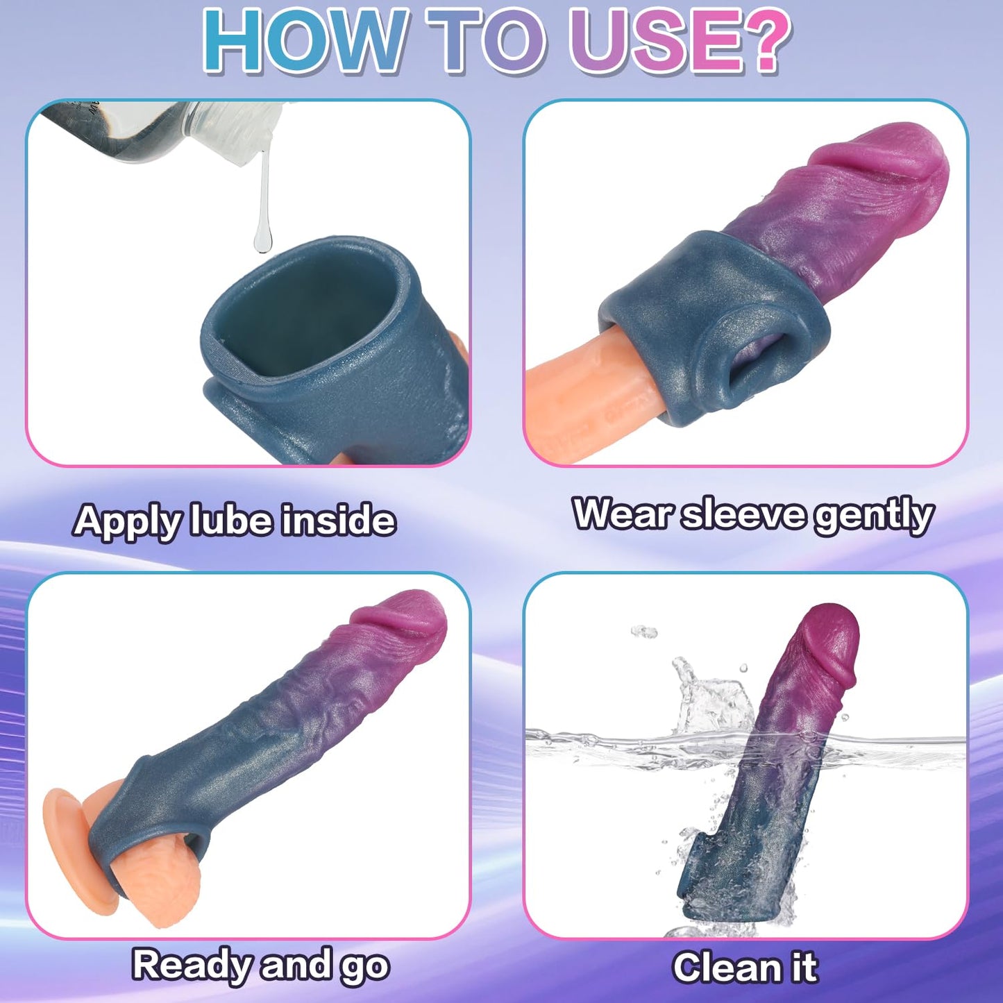7.8" Silicone Cock Sleeve with Ring Reusable Penis Enlarger for Girth & Length Enhancement, Realistic Soft Sleeve for Couples (Copy)