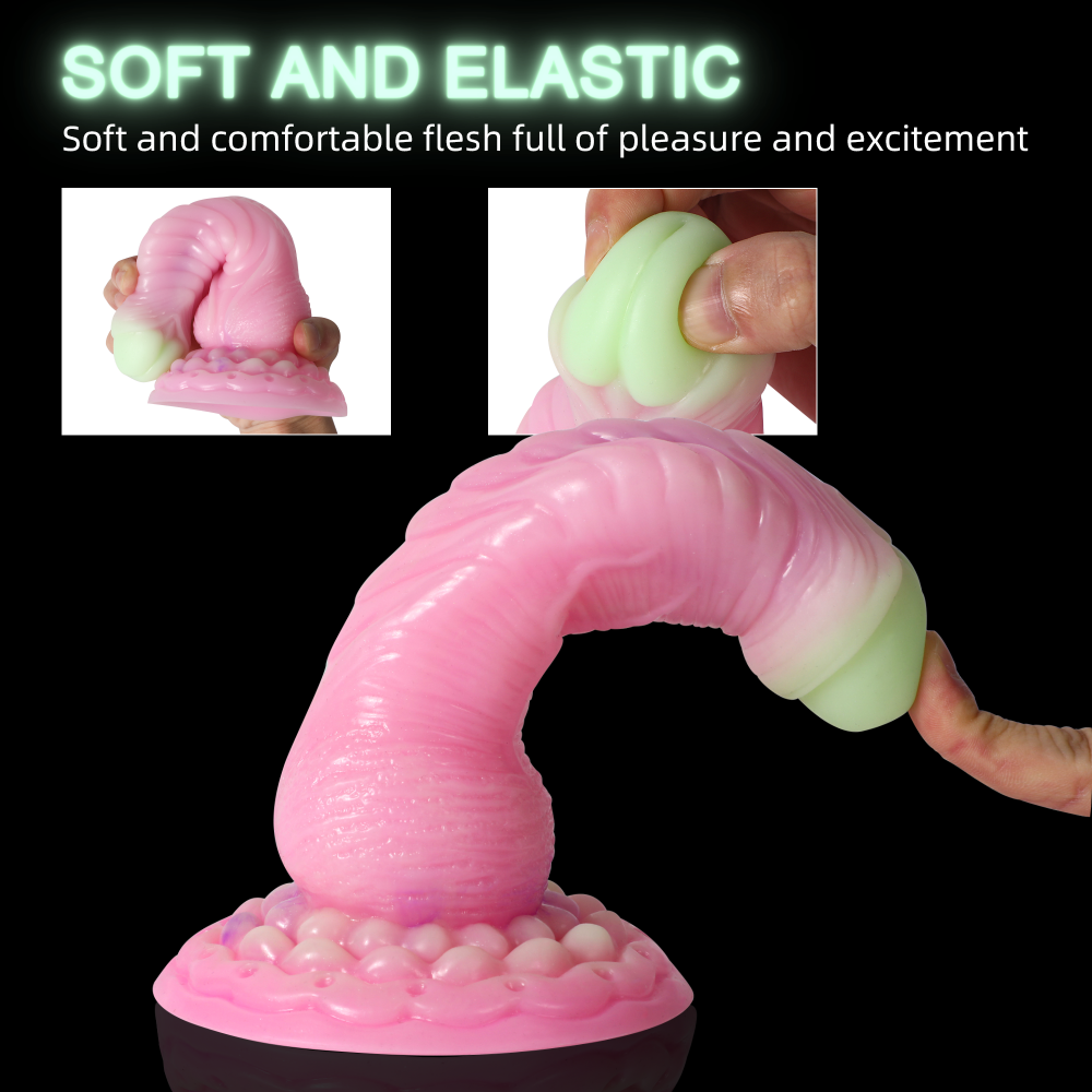 Fluorescent Silicone Monster Dildo Mixed Color Anal Plug with Strong Suction Cup