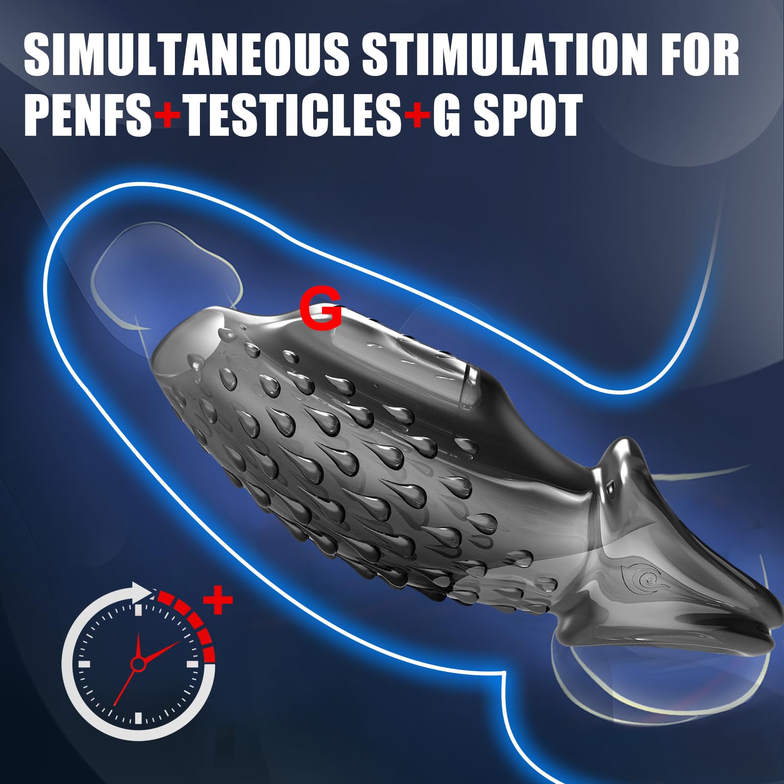 Vibrating Penis Sleeve with Dual Penis Rings Adult Male Sex Toy