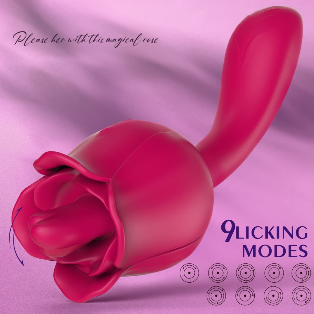 Rose Vibrator with 9 Licking & 9 Vibration for female G-Spot Clit Vibrators