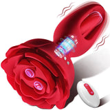 Juguetes anales Rose Butt Plug con 9 modos de vibración y aleteo Vibrador de control remoto 