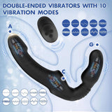 10-Frequency Vibration Remote Control Double End Strap on Dildo for Lesbian/Couple