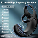 9 Vibrating Modes Male Anal Vibrator with Cock Rings Remote Control Prostate Massager