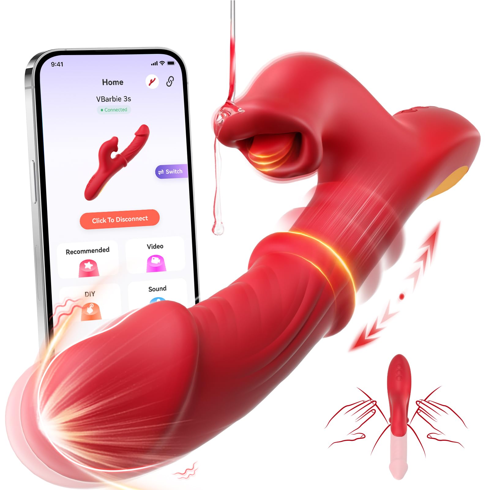7 Thrust Dildo 10 Tongue Licking Vibrating Dildo Rabbit Vibrator AI Sync Games