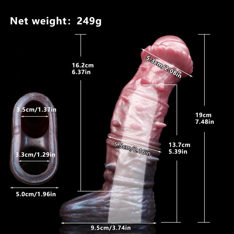 7'' Horse Penis Sleeve Silicone Penis Enlarger with Cock Ring Soft Reusable Dildo Extender
